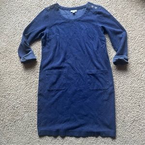 j.jill womens midi dress blue button pocket accent size small